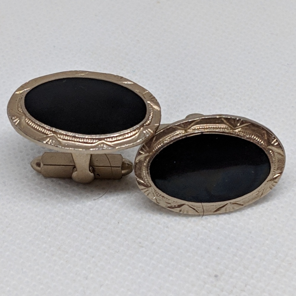 Vintage Black and Silver tone Cufflinks